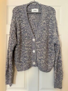 pistola speckled lavender-gray chunky button-up cardigan